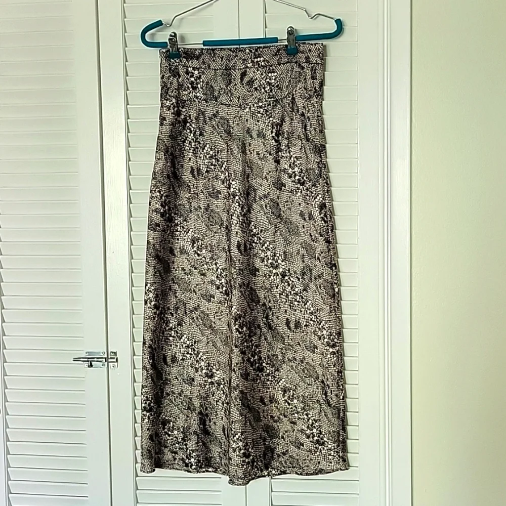 Free People Normani Grey Satin Snakeprint Ankle Midi Skirt Grunge Size‎ 4